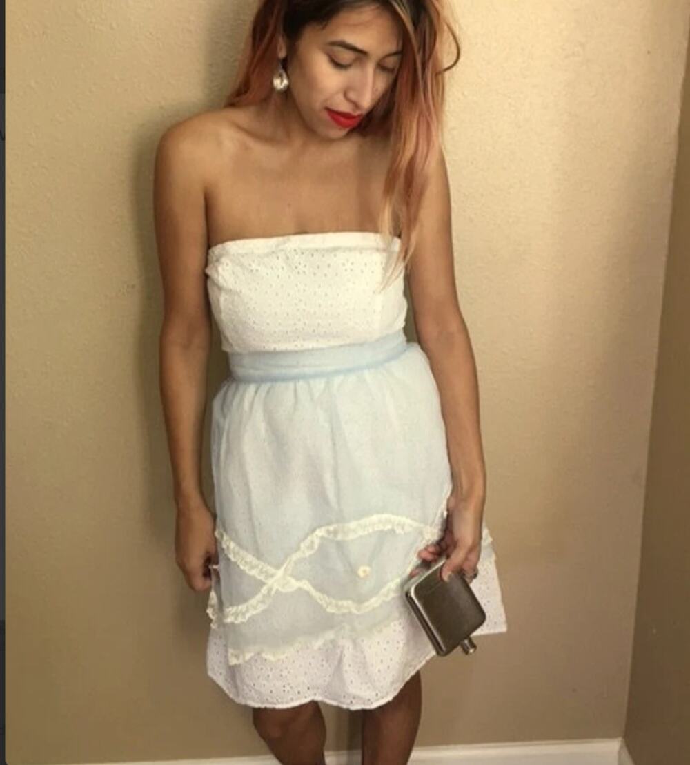 Vintage 50's Sheer Blue Lace Half Apron